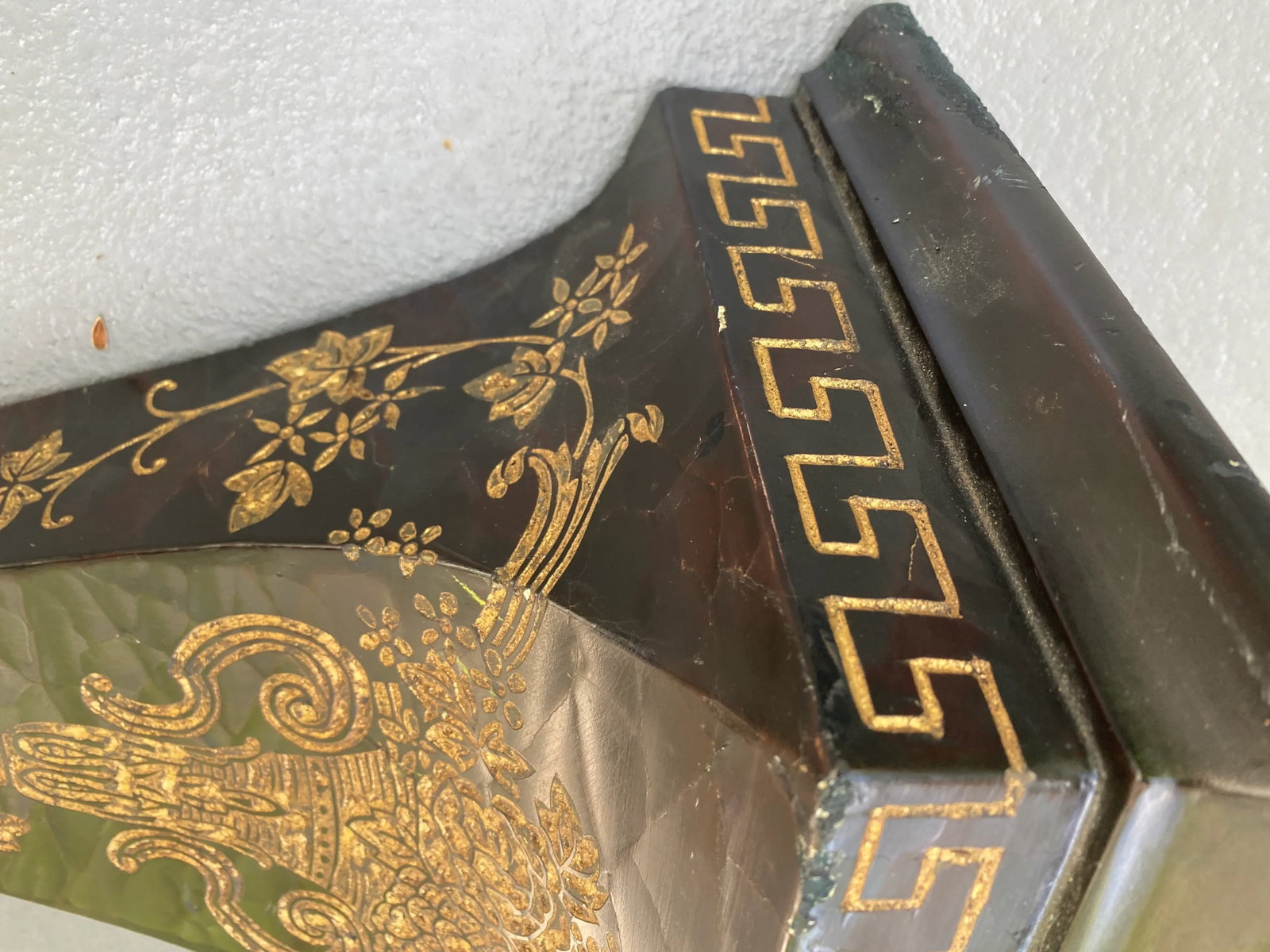 1980s Large Black & Gold Wall Shelf - 5