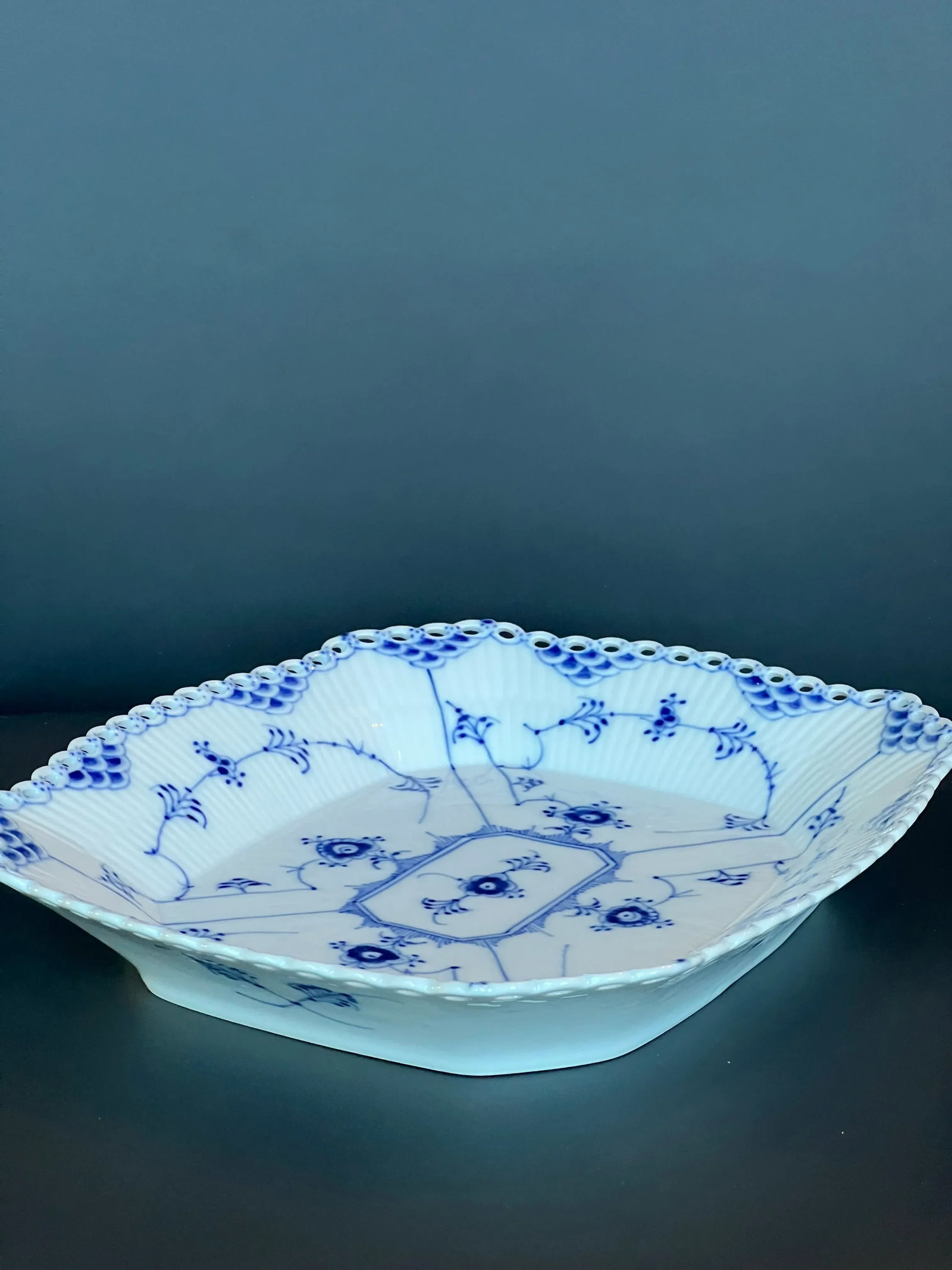 1960s Royal Copenhagen Blue Fluted Full Lace Platter 1143 - 10