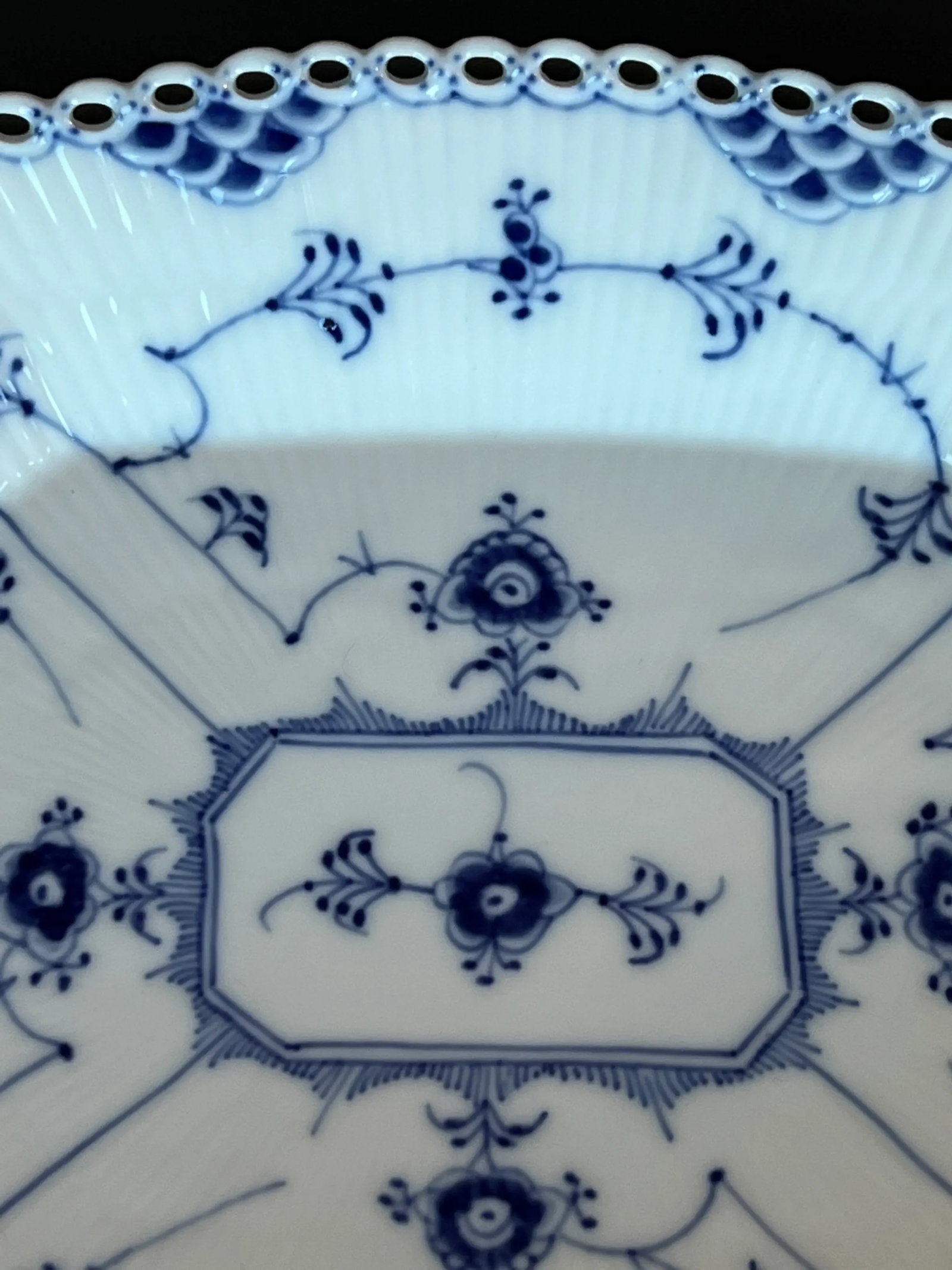 1960s Royal Copenhagen Blue Fluted Full Lace Platter 1143 - 11