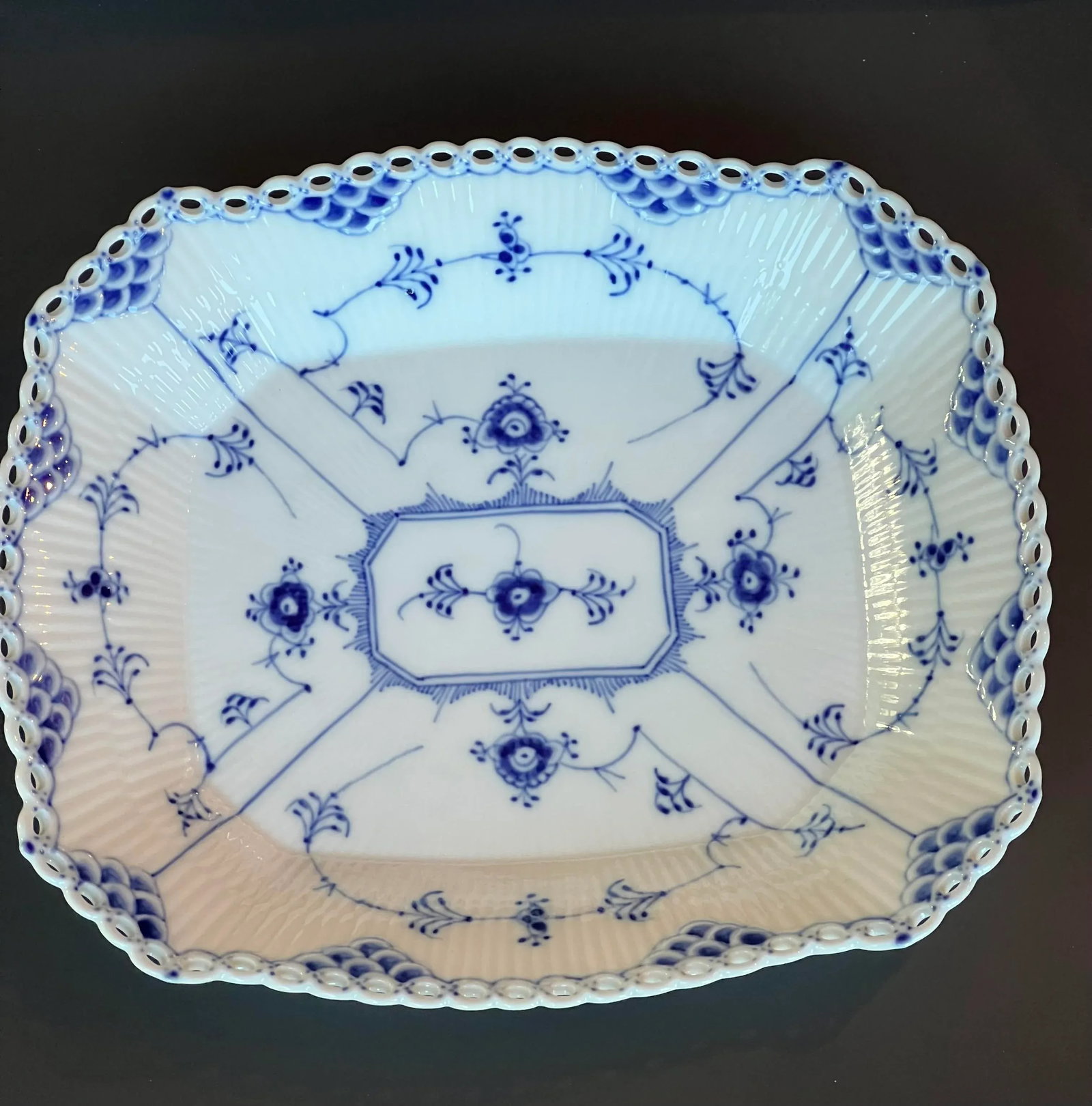 1960s Royal Copenhagen Blue Fluted Full Lace Platter 1143 - 12