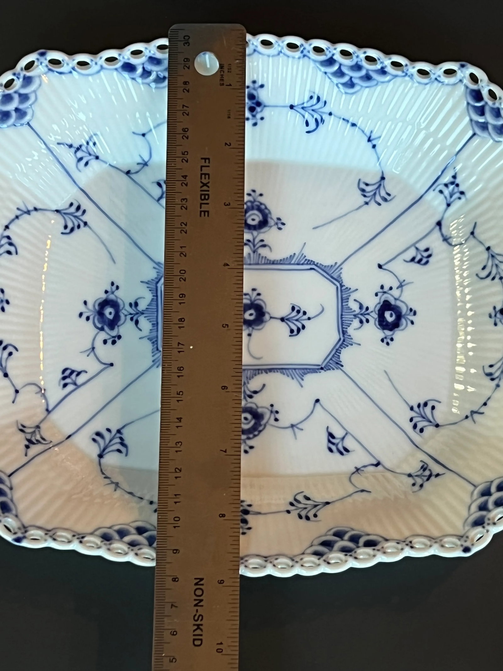 1960s Royal Copenhagen Blue Fluted Full Lace Platter 1143 - 5