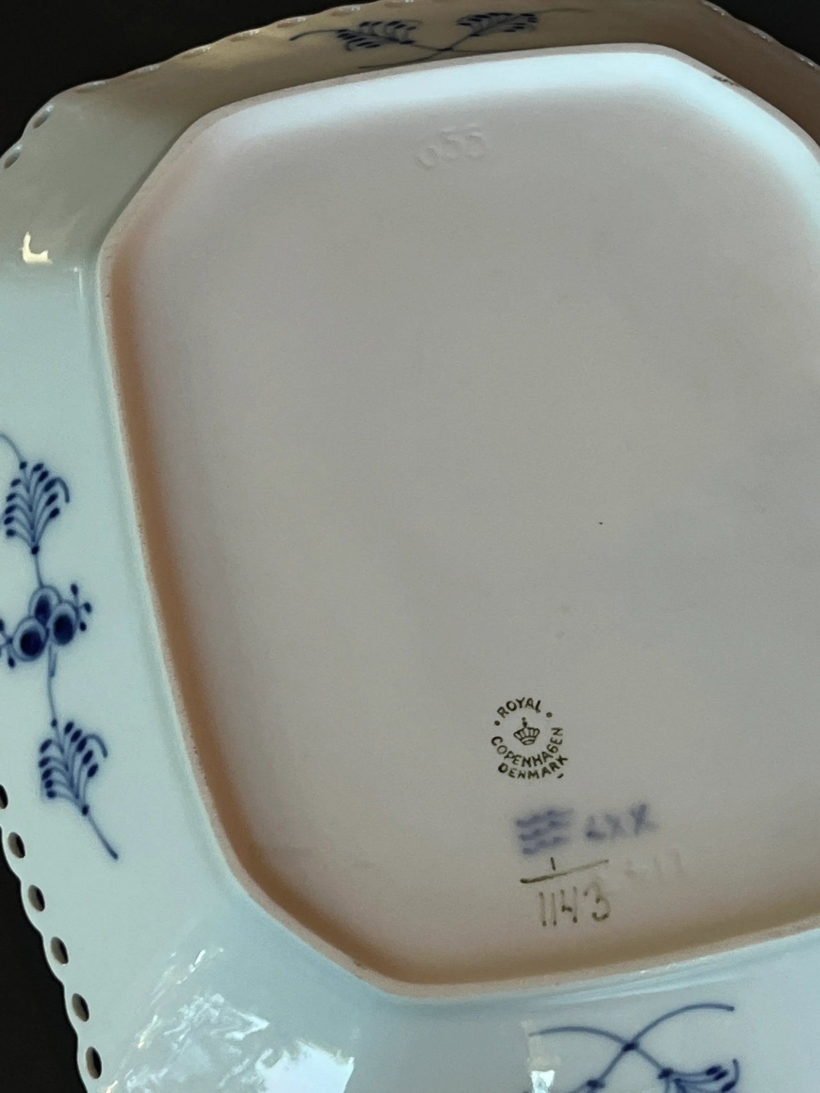 1960s Royal Copenhagen Blue Fluted Full Lace Platter 1143 - 7