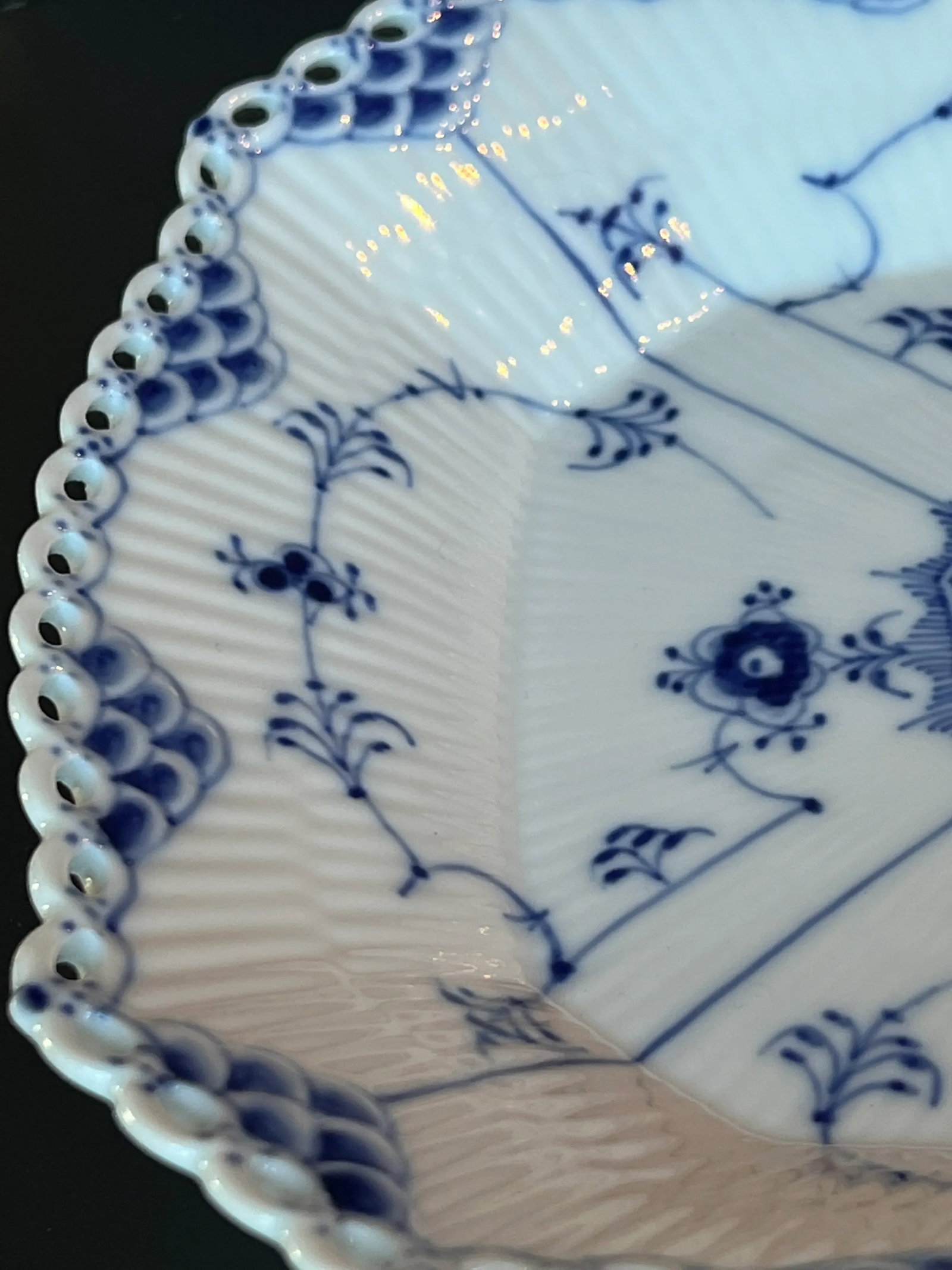 1960s Royal Copenhagen Blue Fluted Full Lace Platter 1143 - 9