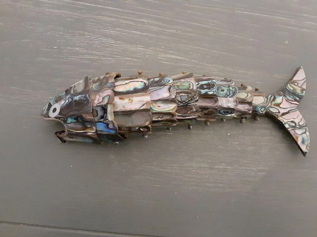 1960s Mid-Century Modern Los Castillo Taxco Abalone Fish Bottle Opener - 2