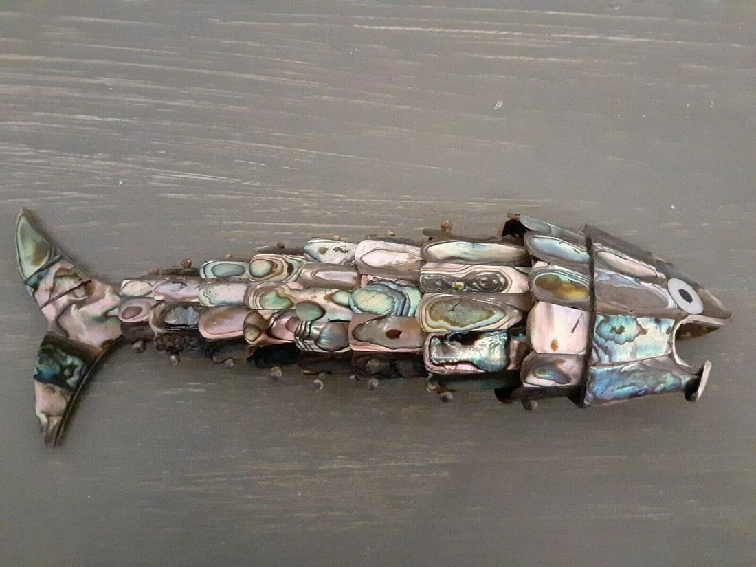 1960s Mid-Century Modern Los Castillo Taxco Abalone Fish Bottle Opener - 5