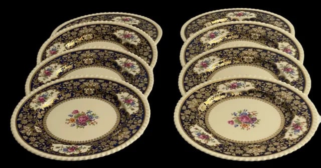 Vintage Lenox Bone China Villa Blue Service Plates - Set of 8 - 10
