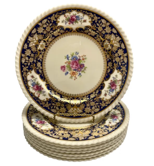 Vintage Lenox Bone China Villa Blue Service Plates - Set of 8 - 13
