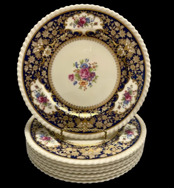 Vintage Lenox Bone China Villa Blue Service Plates - Set of 8 - 2