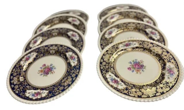 Vintage Lenox Bone China Villa Blue Service Plates - Set of 8 - 5