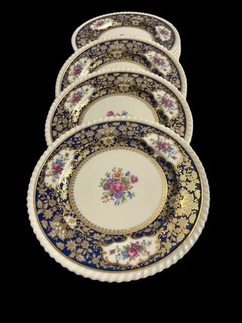 Vintage Lenox Bone China Villa Blue Service Plates - Set of 8 - 6