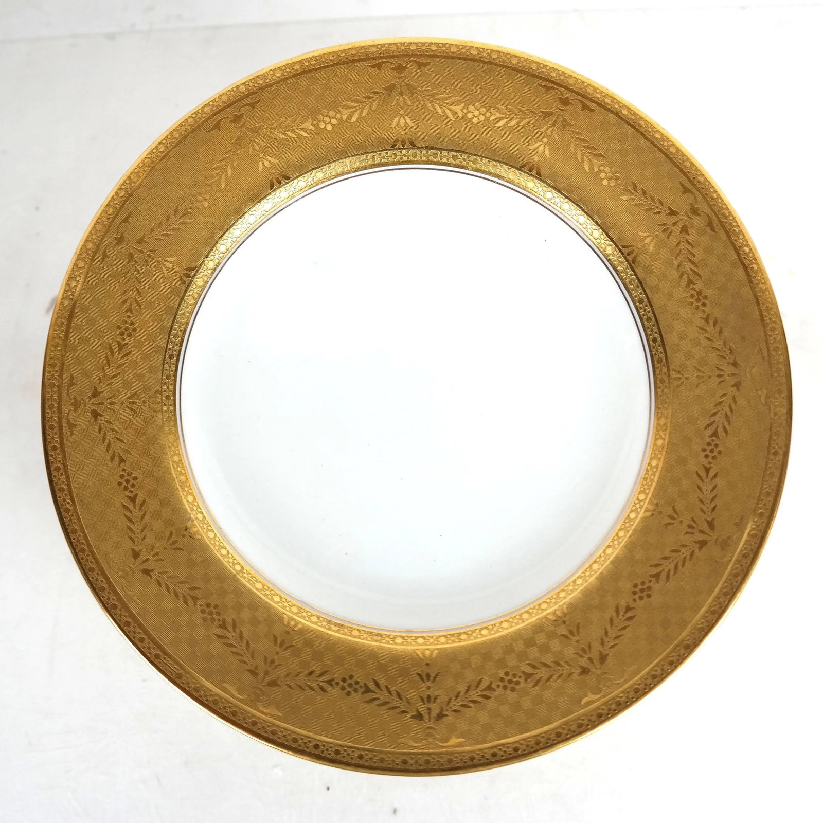 Gilt Encrusted Salad or Dessert Plates, Antique Custom Ordered English C 1910 - Set of 16 - 3