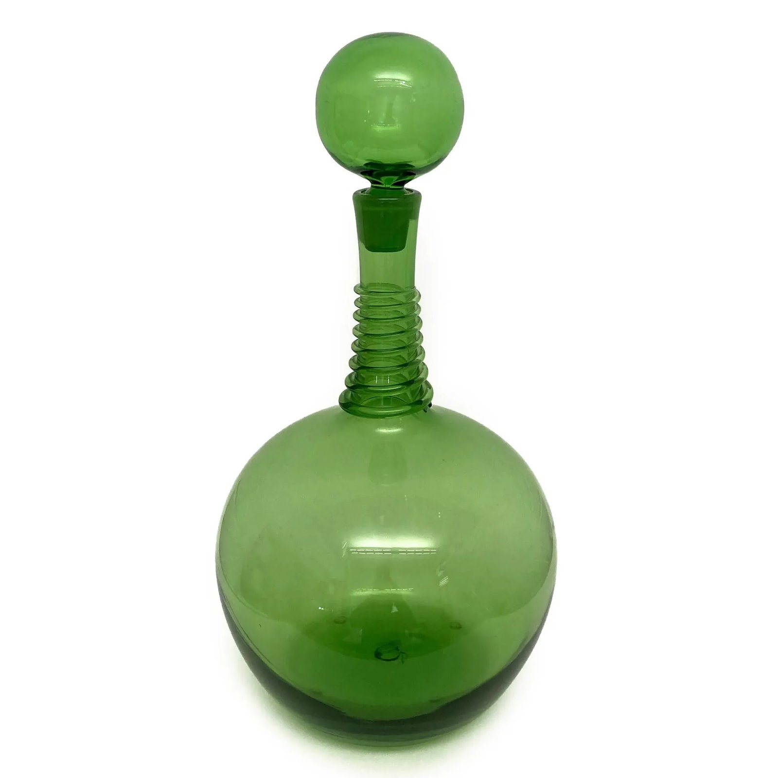 Vintage Green Blenko Myers Decanter With Spiral Wrap - 11