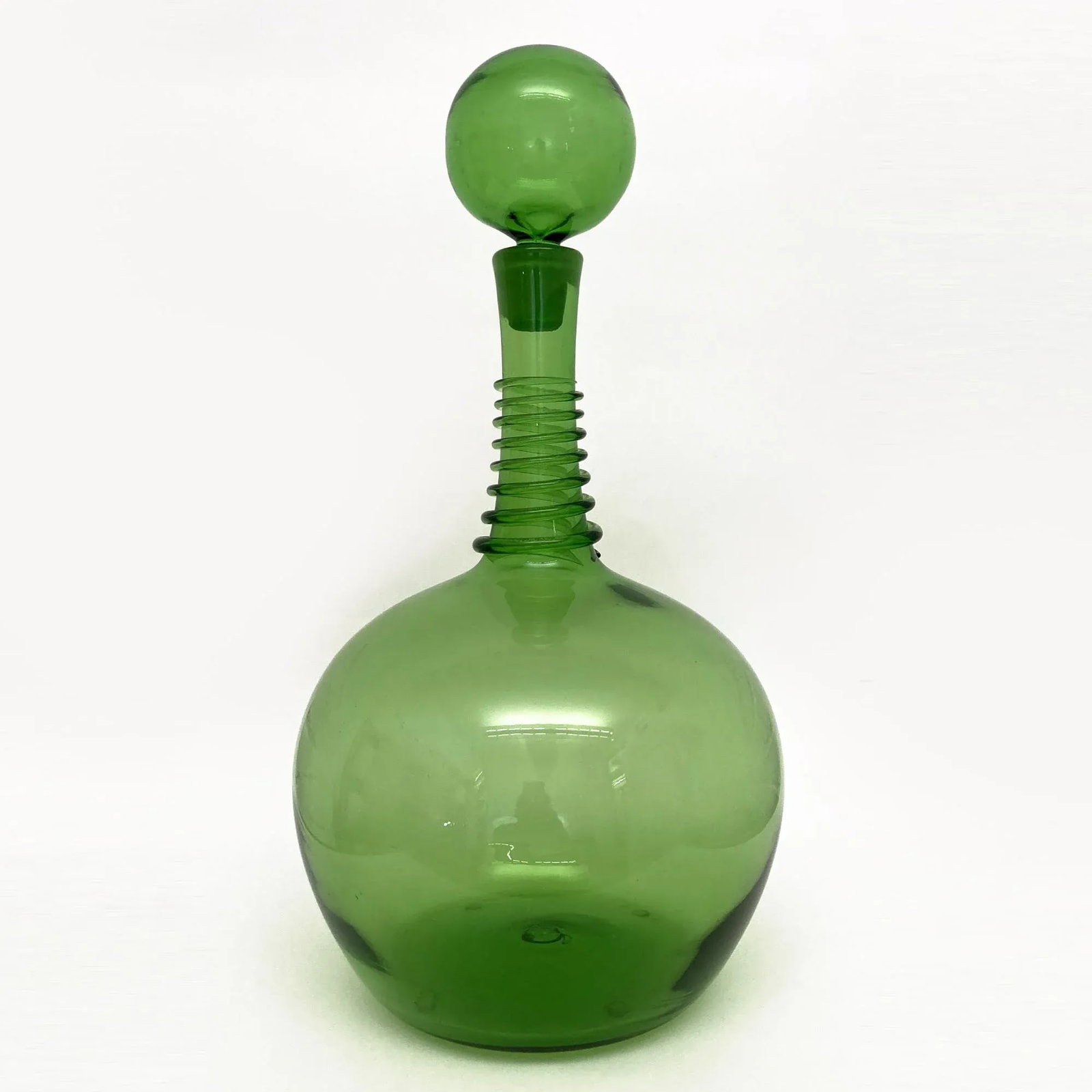 Vintage Green Blenko Myers Decanter With Spiral Wrap - 2