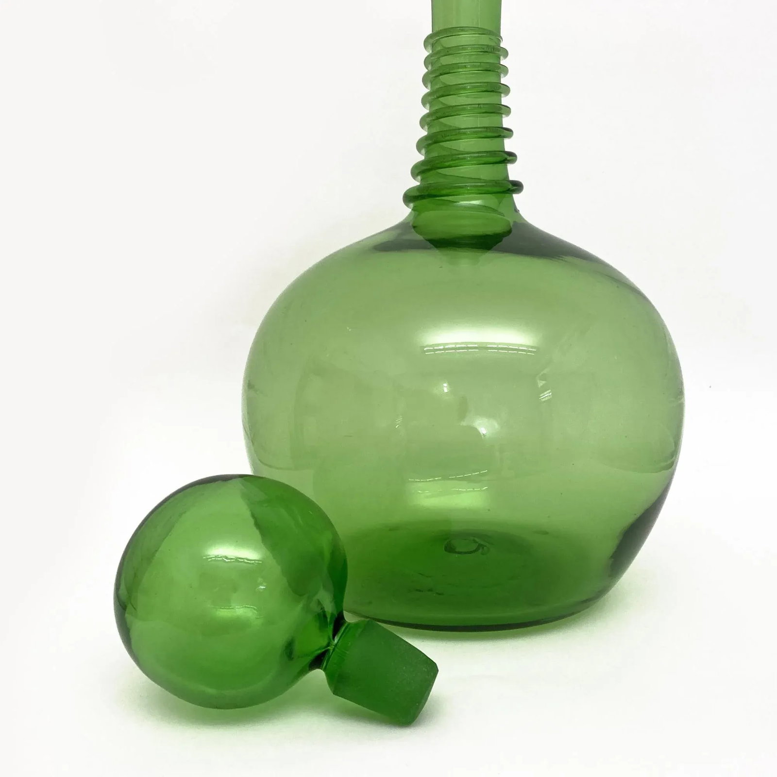 Vintage Green Blenko Myers Decanter With Spiral Wrap - 3