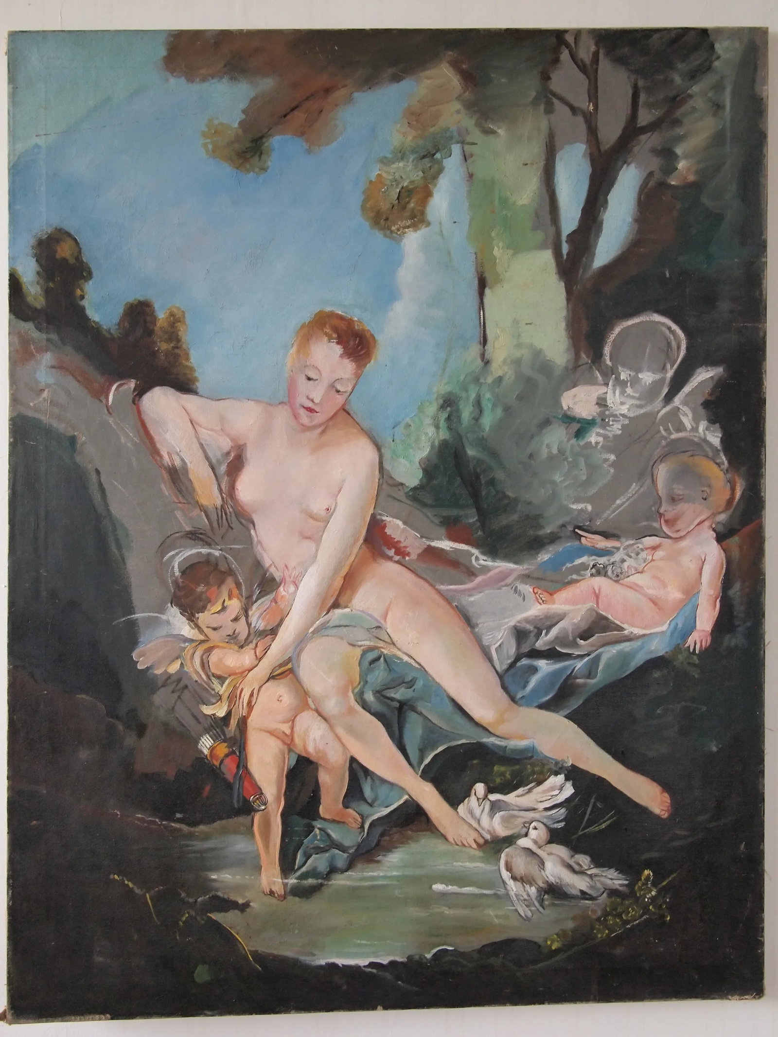 Mid 20th Century "Bath of Venus" Neoclassical Figurative Oil Painting Study - 10