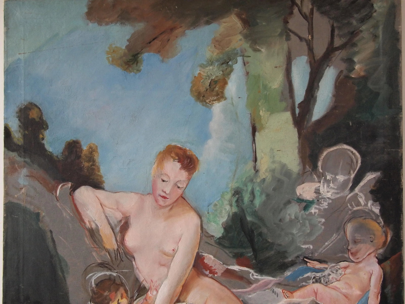 Mid 20th Century "Bath of Venus" Neoclassical Figurative Oil Painting Study - 2