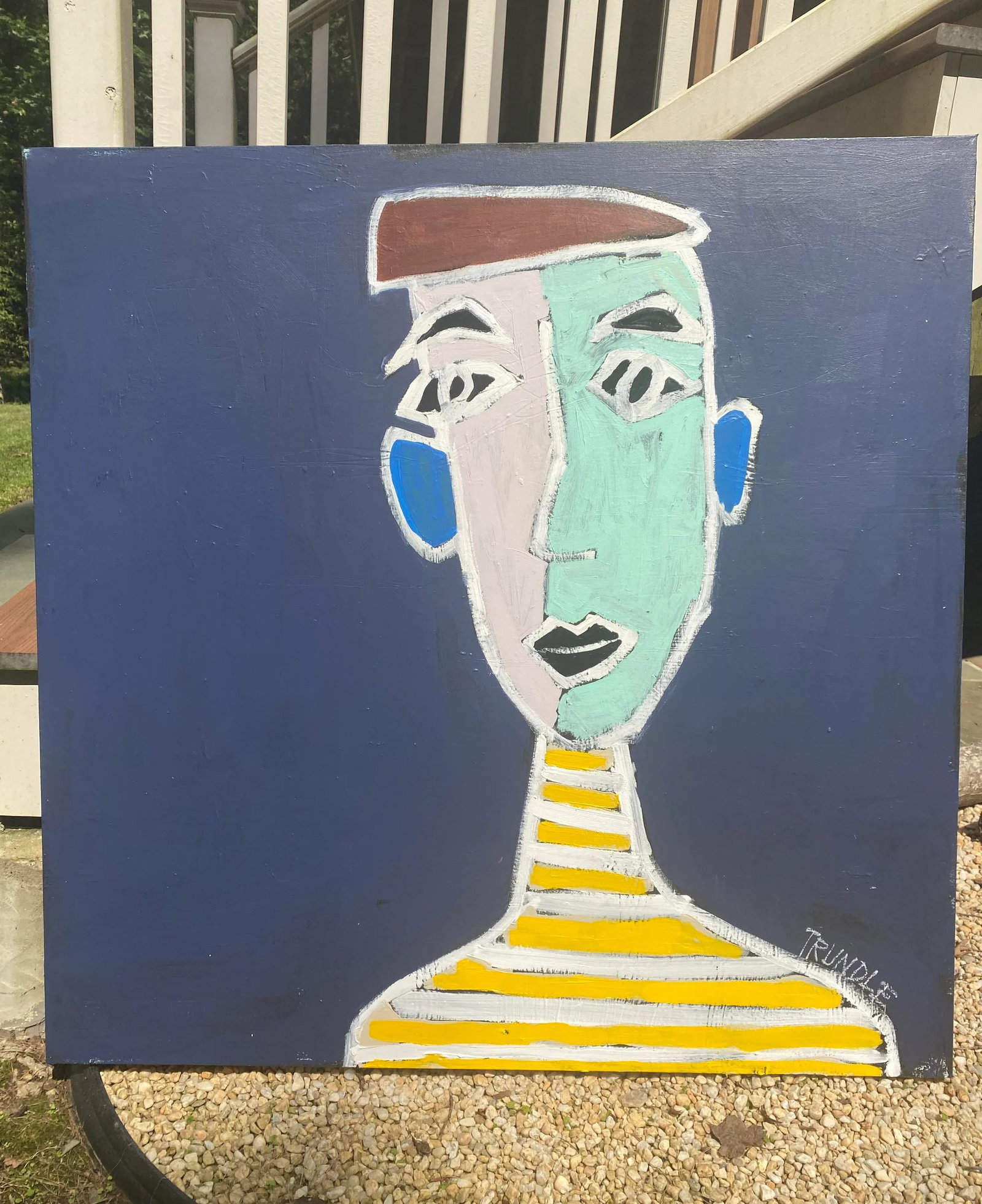 Sarah Trundle Contemporary Abstract Figure Painting, "He's a Solid Guy" - 2