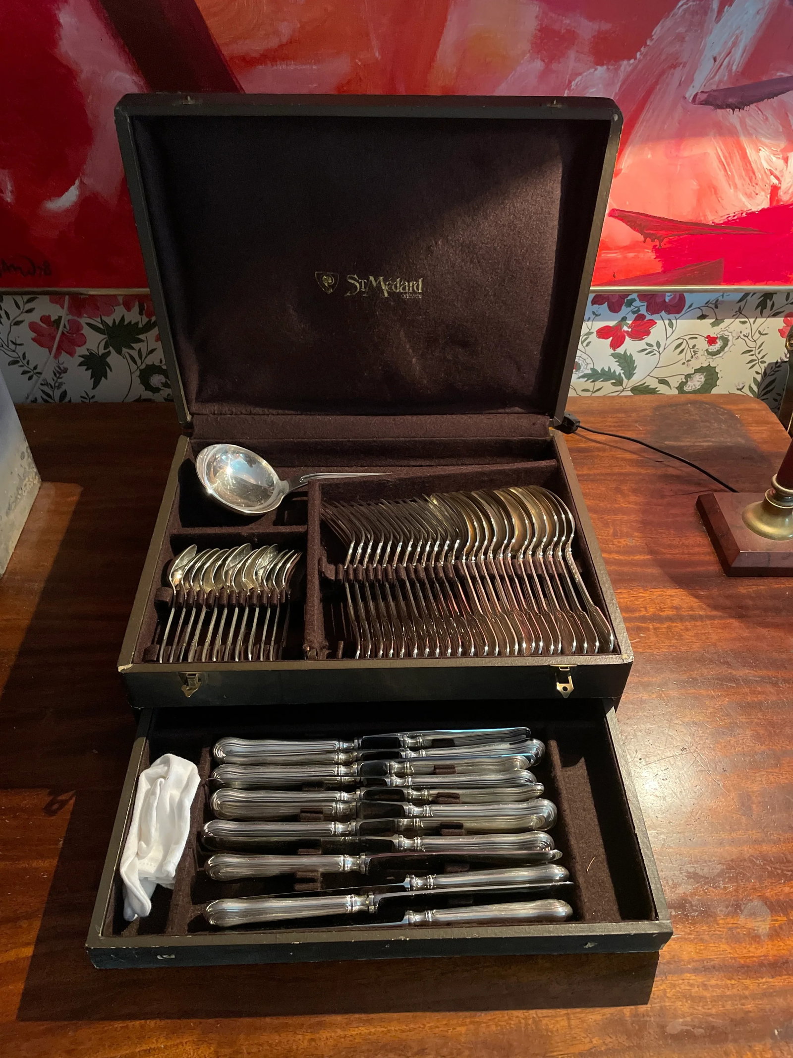 20th Century St. Medard French Silverplate Fiddle Thread Flatware Service- 48 Pieces - 11
