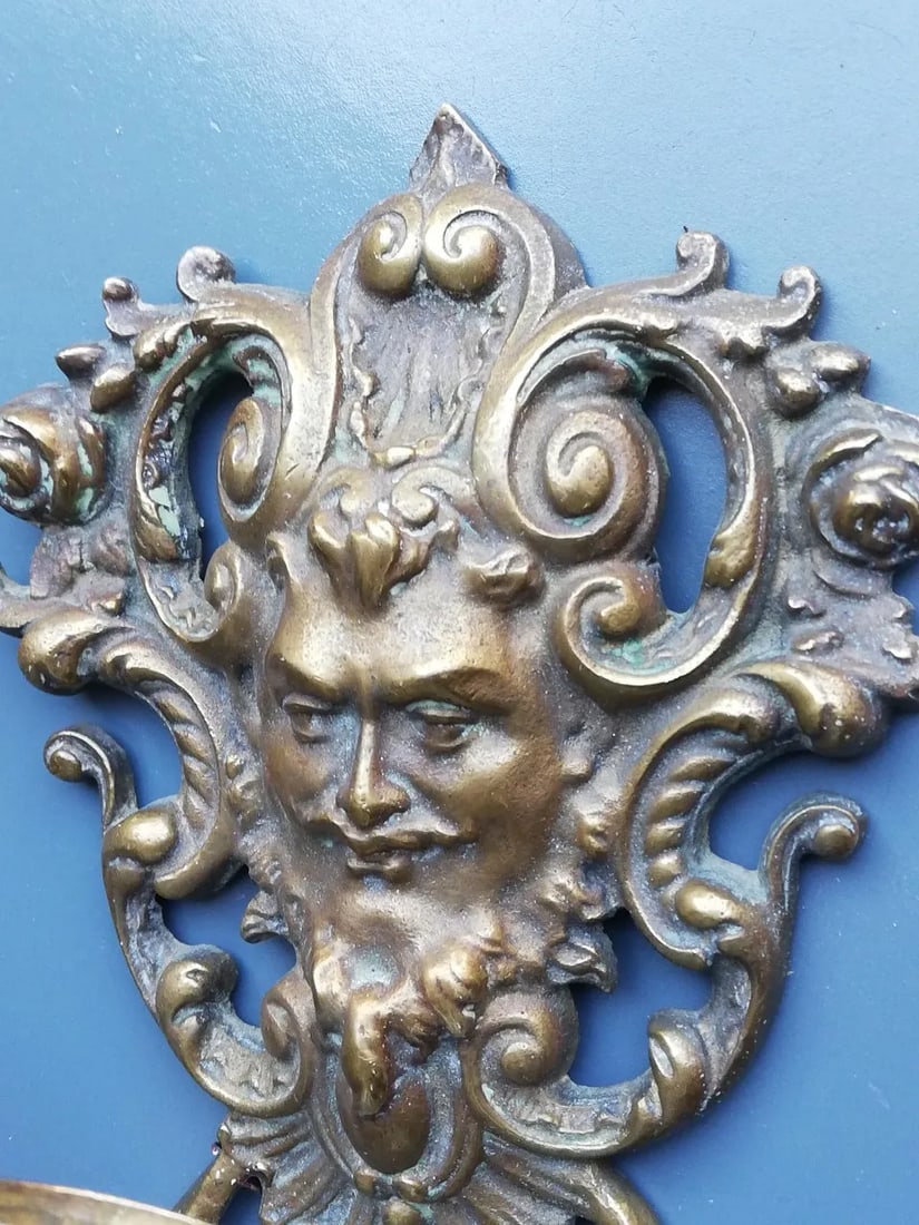 Antique 1900s French Bronze Wall Candle Sconces - a Pair - 9
