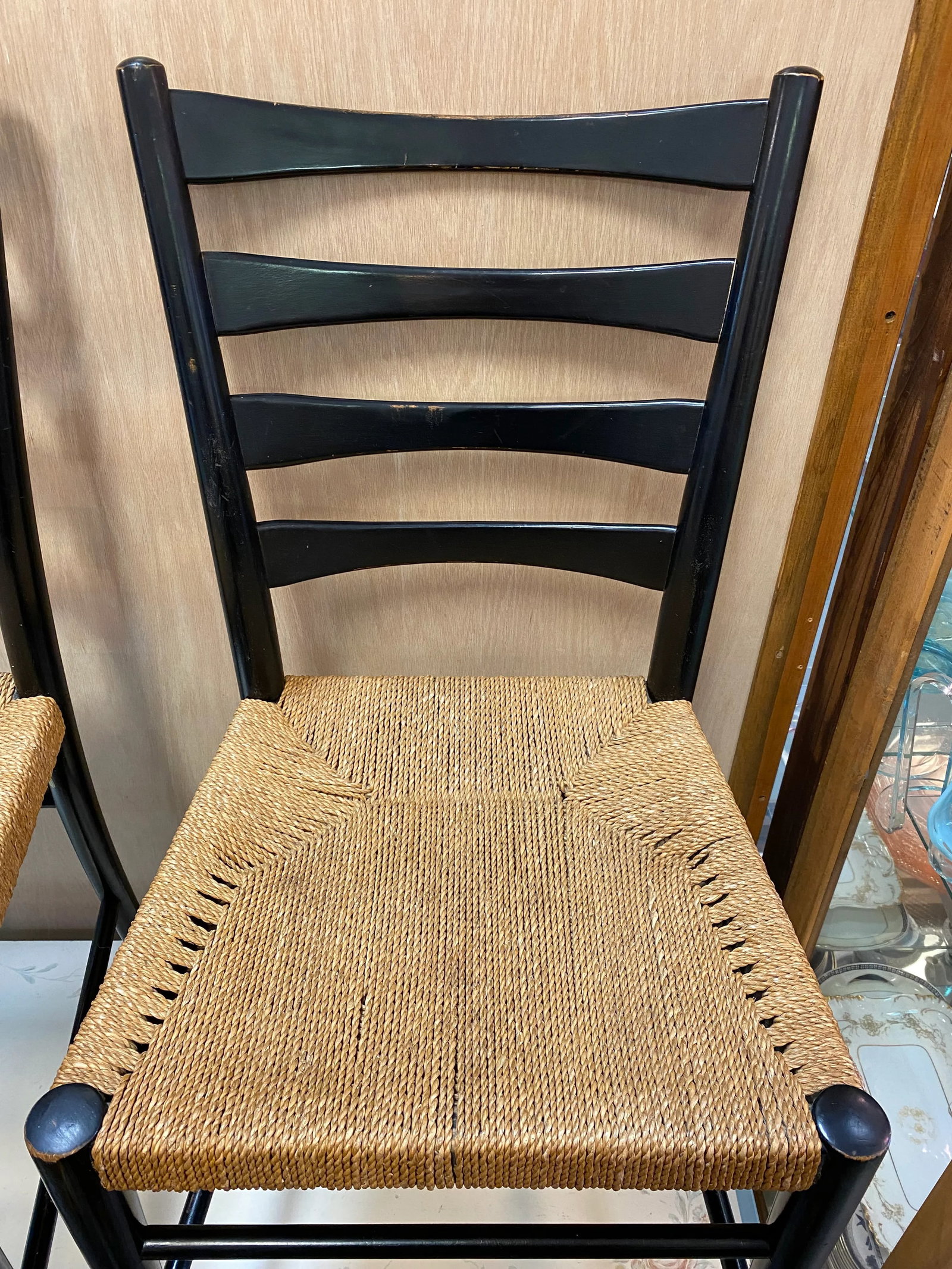 1960s Scandinavian Ladder-Back Dining Chairs, Woven Rope, Set of 4 - 5