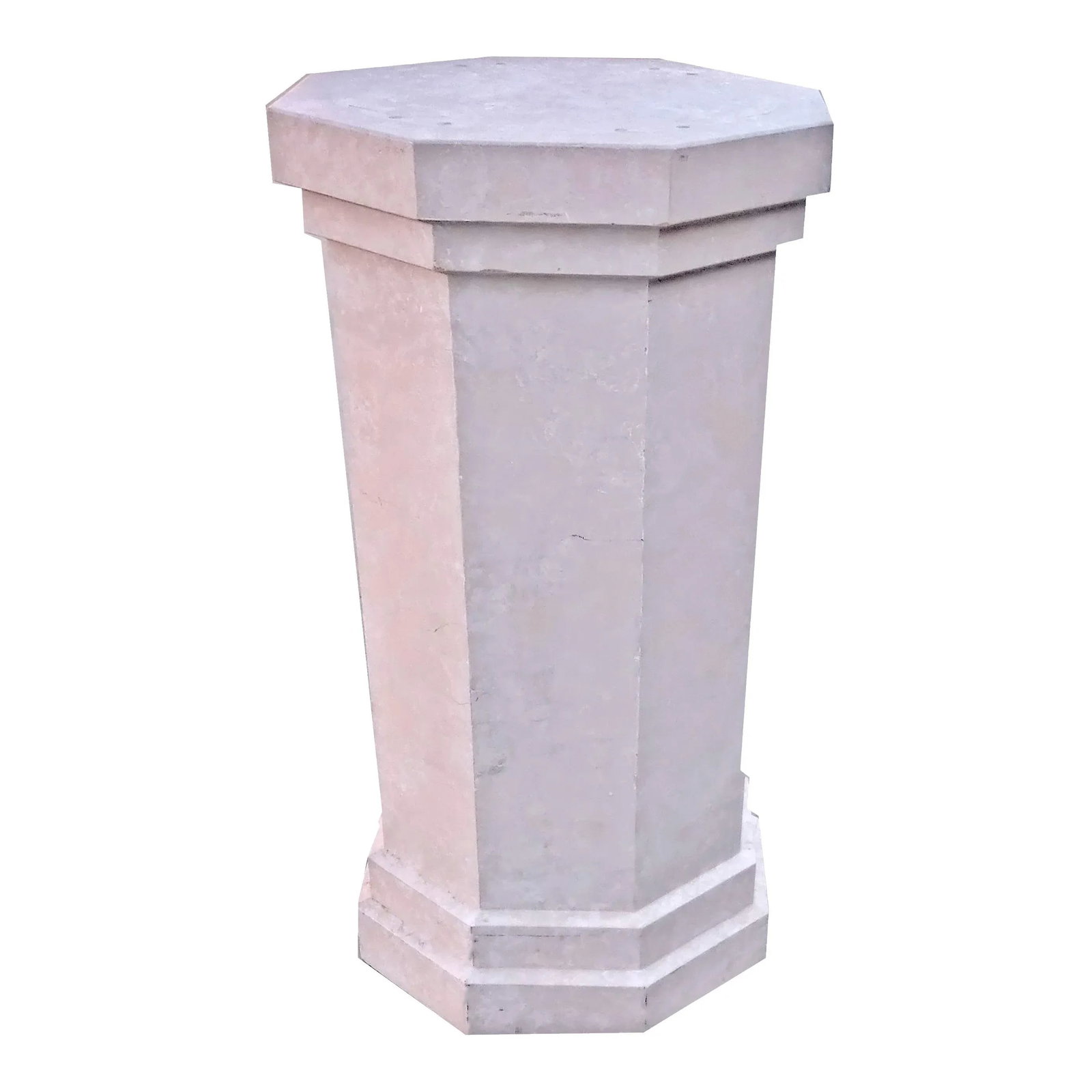 80's Post Modern 42" Tall Center Table Octogonal Shaped Plaster Finished Wooden Pedestal - 2