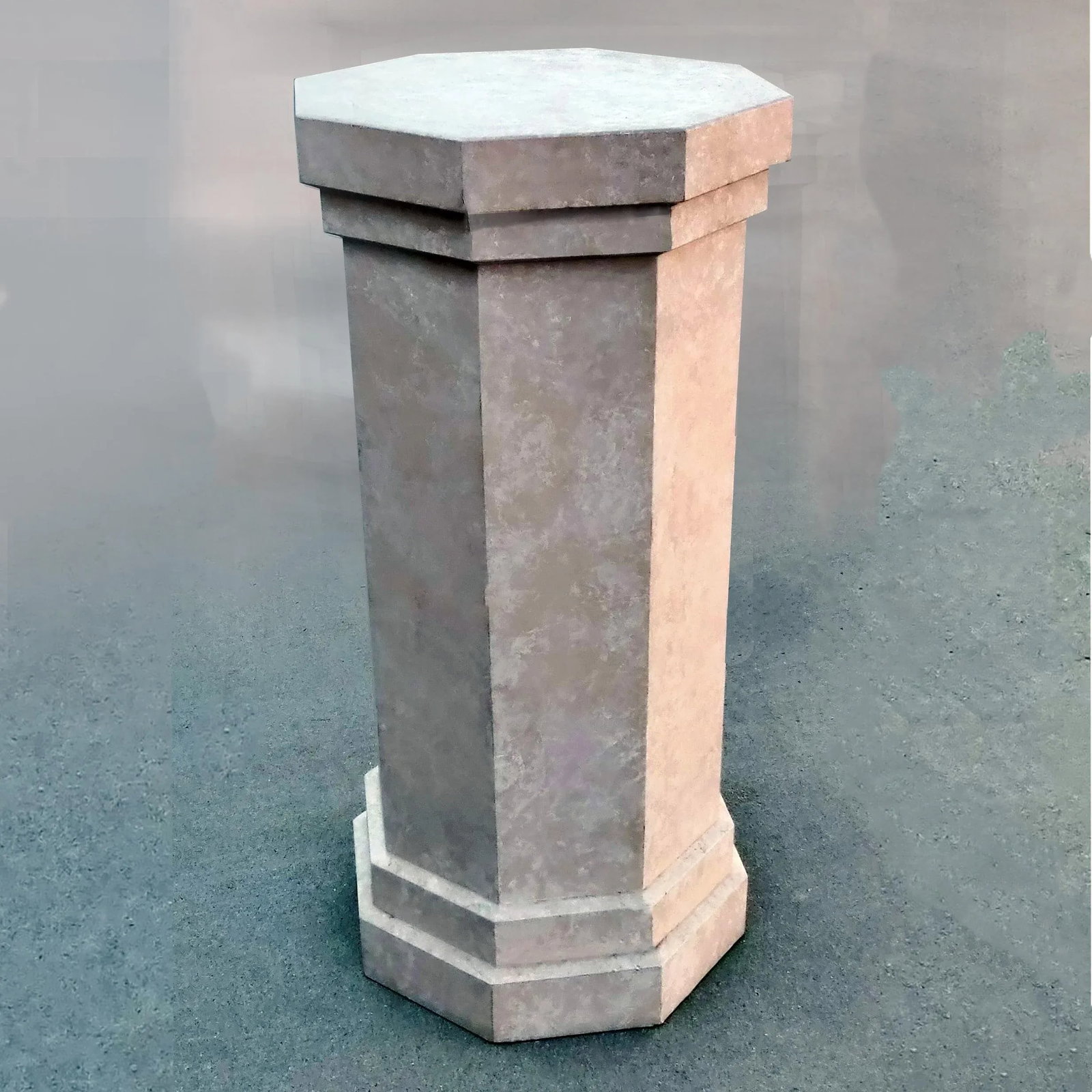 80's Post Modern 42" Tall Center Table Octogonal Shaped Plaster Finished Wooden Pedestal - 3
