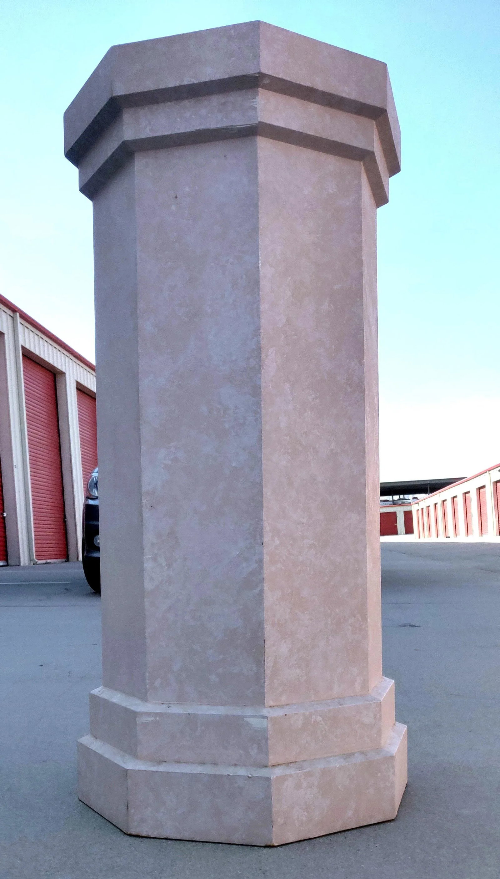 80's Post Modern 42" Tall Center Table Octogonal Shaped Plaster Finished Wooden Pedestal - 5