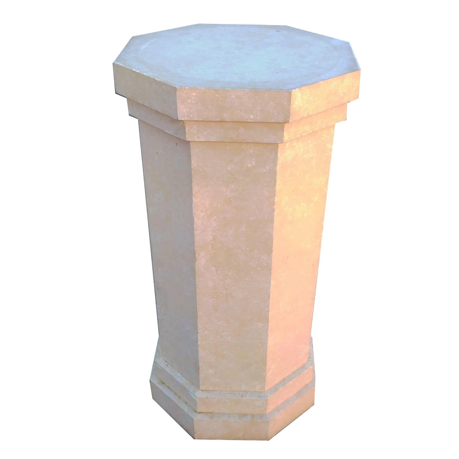 80's Post Modern 42" Tall Center Table Octogonal Shaped Plaster Finished Wooden Pedestal - 6