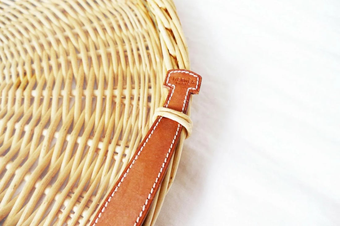 Hermes Wicker Tray with Leather Handles - 9