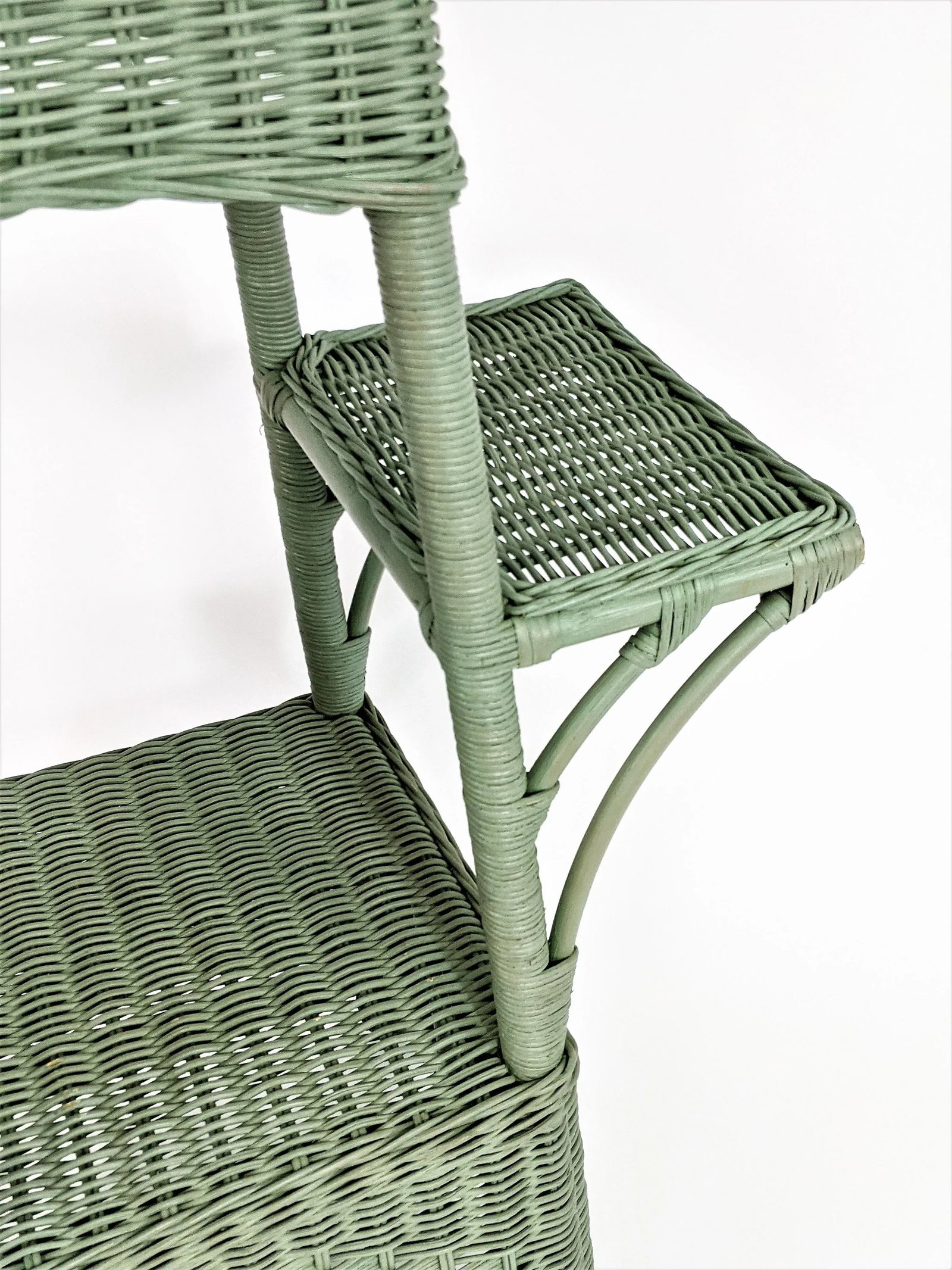 Vintage Wicker Floor Plant Stand Woven Rattan 3 Tier - 10