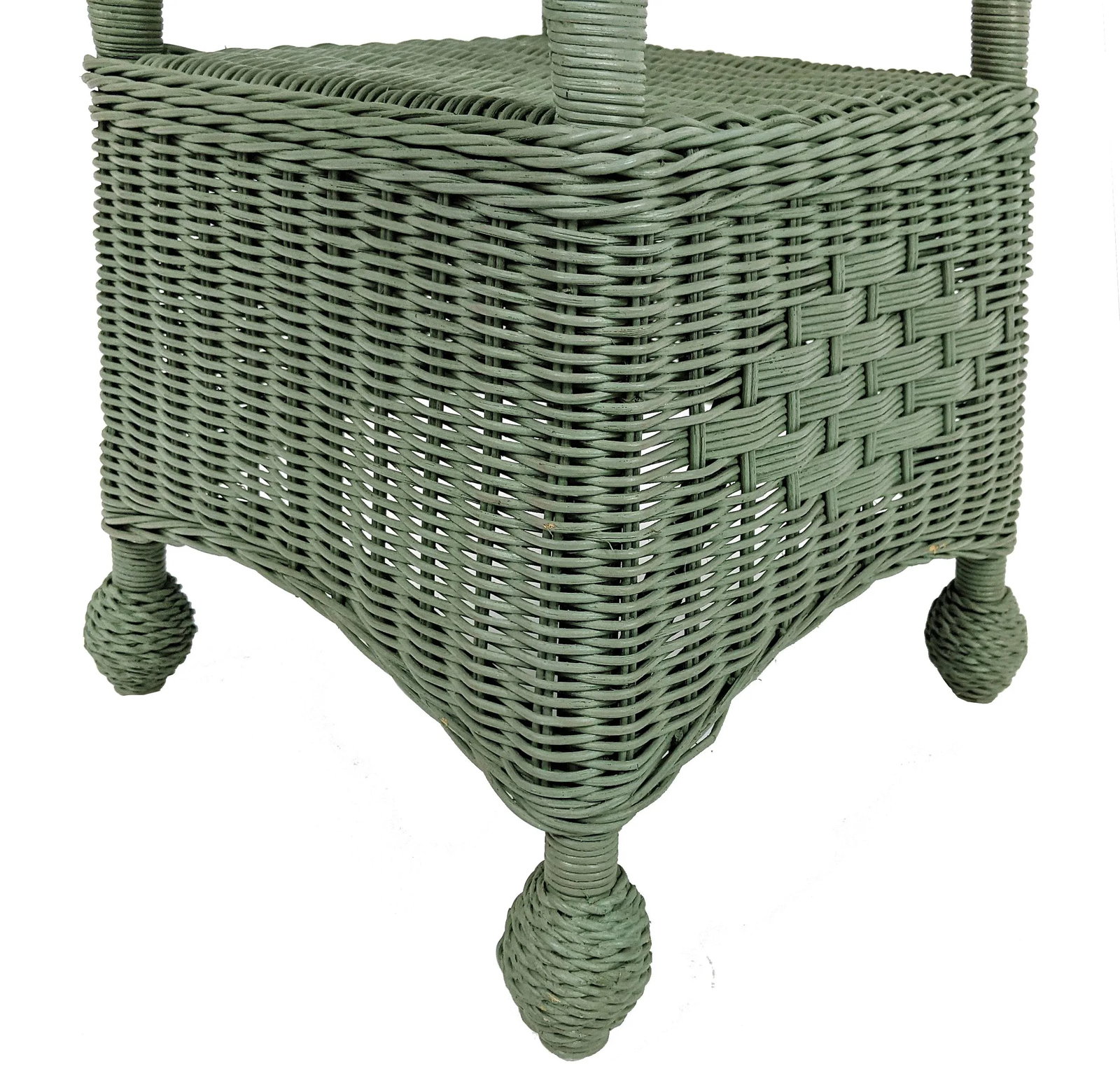 Vintage Wicker Floor Plant Stand Woven Rattan 3 Tier - 11