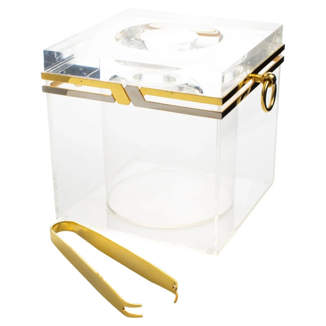 Romeo Rega 1970s Modernist Chrome, Brass, and Lucite Barware Ice Bucket - 13