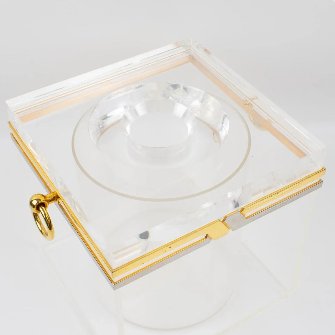 Romeo Rega 1970s Modernist Chrome, Brass, and Lucite Barware Ice Bucket - 6