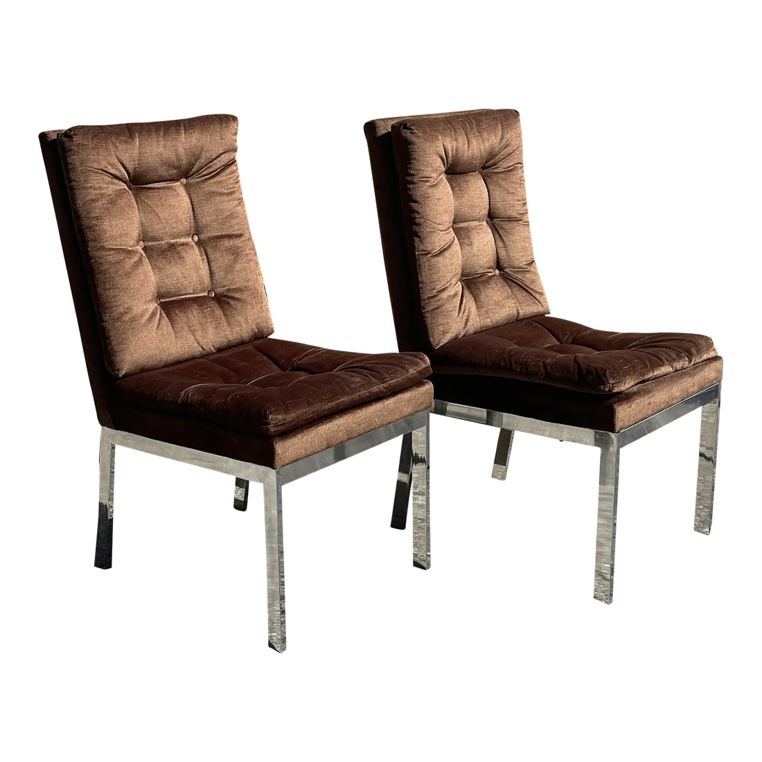 Late 20th Century Design Institute of America Chrome Side Chairs in the Style of Milo Baughman - a P (1 of 13)