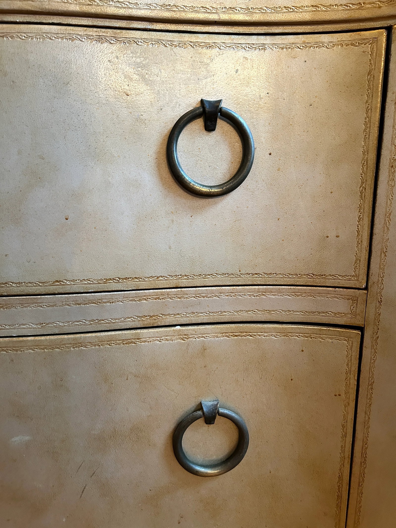 Maitland Smith Leather Covered Marble Top Chest of Drawers - 3