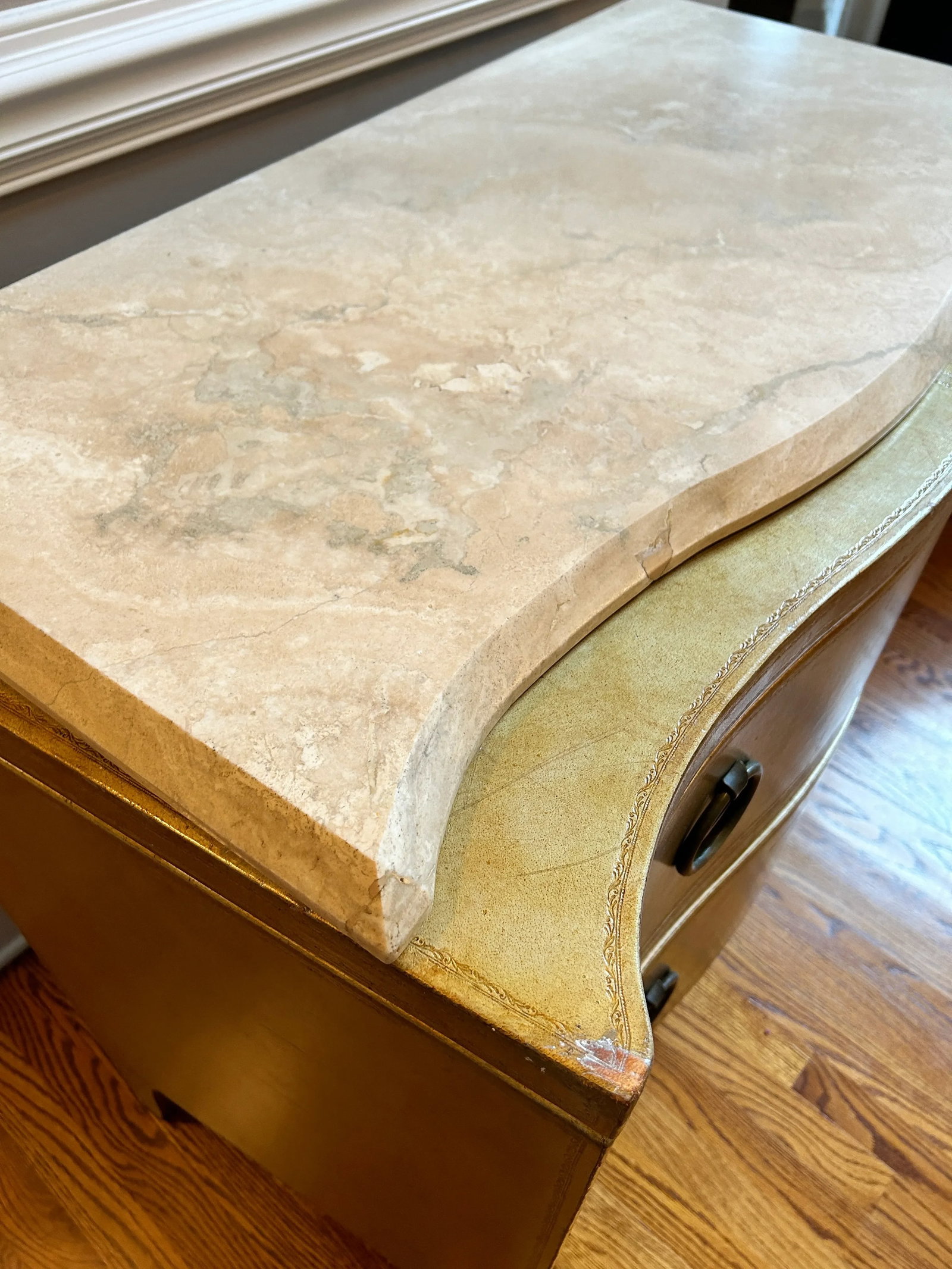 Maitland Smith Leather Covered Marble Top Chest of Drawers - 6