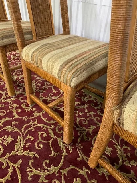 1970s Young Hinkle Corp Distributed by Henry Link Corp. Chairs With Wicker Backs- Set of 4 - 3