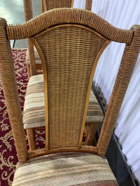 1970s Young Hinkle Corp Distributed by Henry Link Corp. Chairs With Wicker Backs- Set of 4 - 4