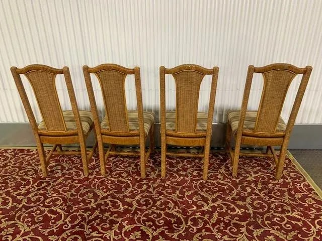 1970s Young Hinkle Corp Distributed by Henry Link Corp. Chairs With Wicker Backs- Set of 4 - 5