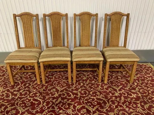 1970s Young Hinkle Corp Distributed by Henry Link Corp. Chairs With Wicker Backs- Set of 4 - 8