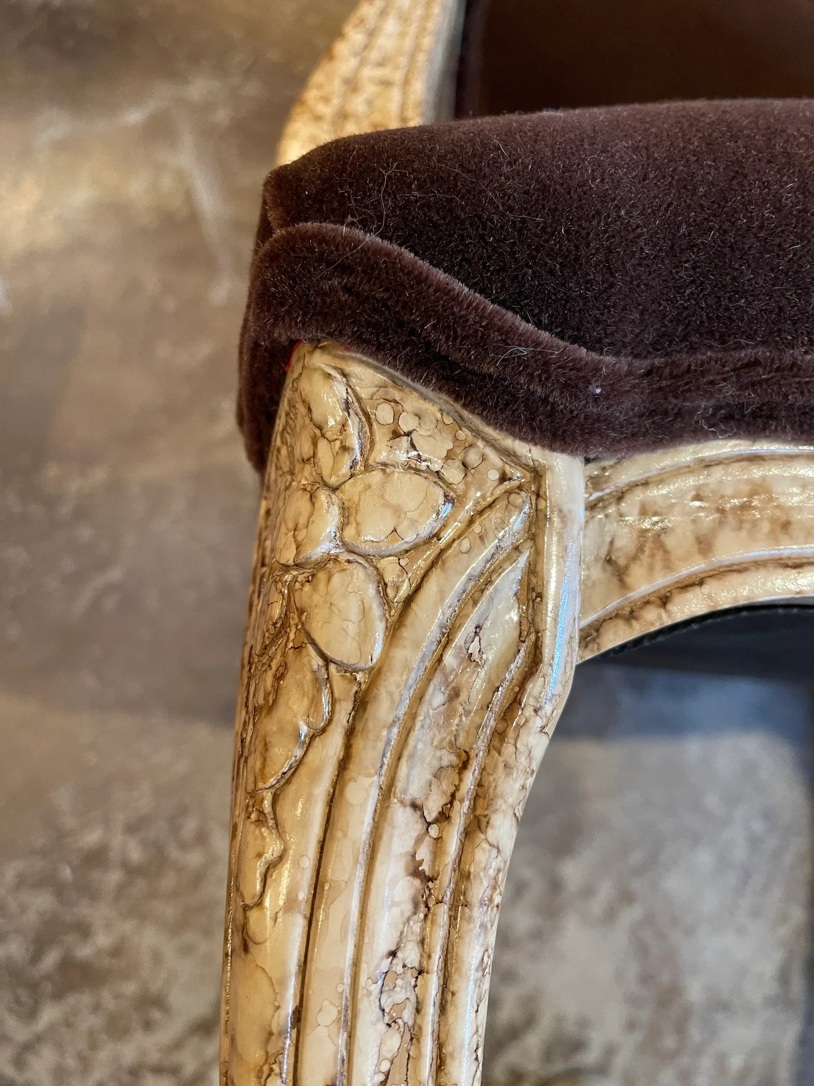 Late 20th Century Italian Made Louis XV Style Armchairs With Faux Finish - a Pair - 11