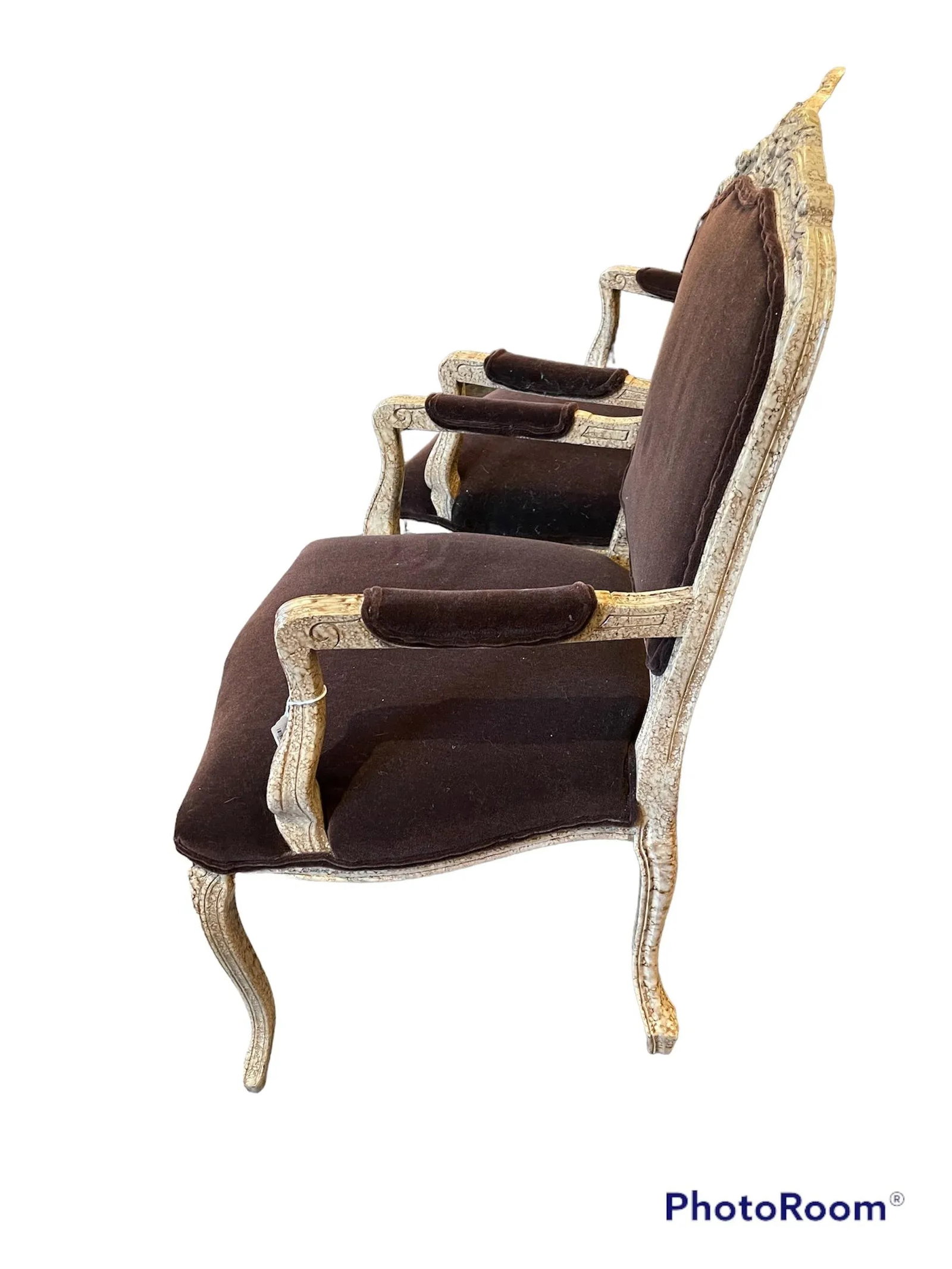 Late 20th Century Italian Made Louis XV Style Armchairs With Faux Finish - a Pair - 2