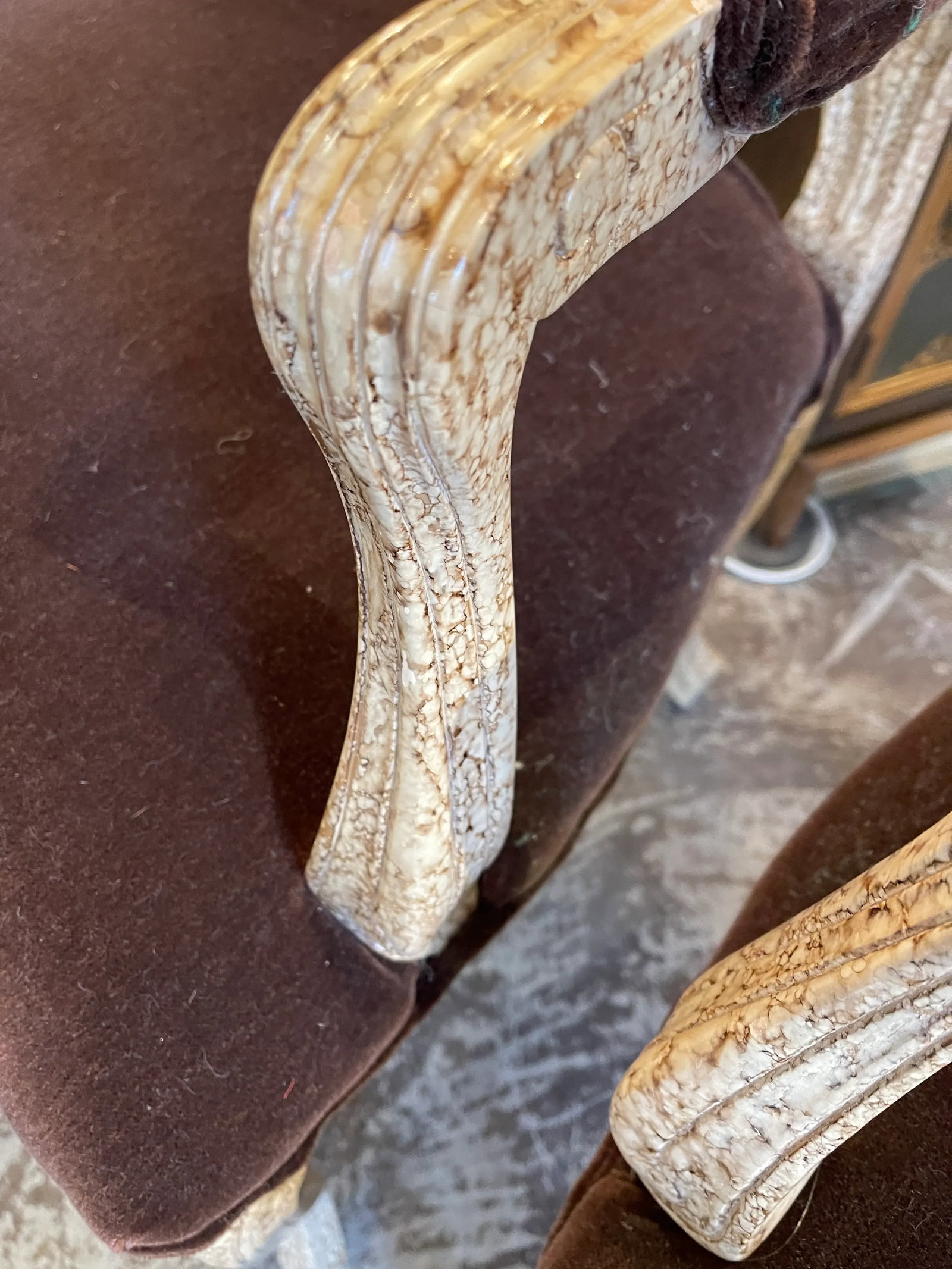 Late 20th Century Italian Made Louis XV Style Armchairs With Faux Finish - a Pair - 5