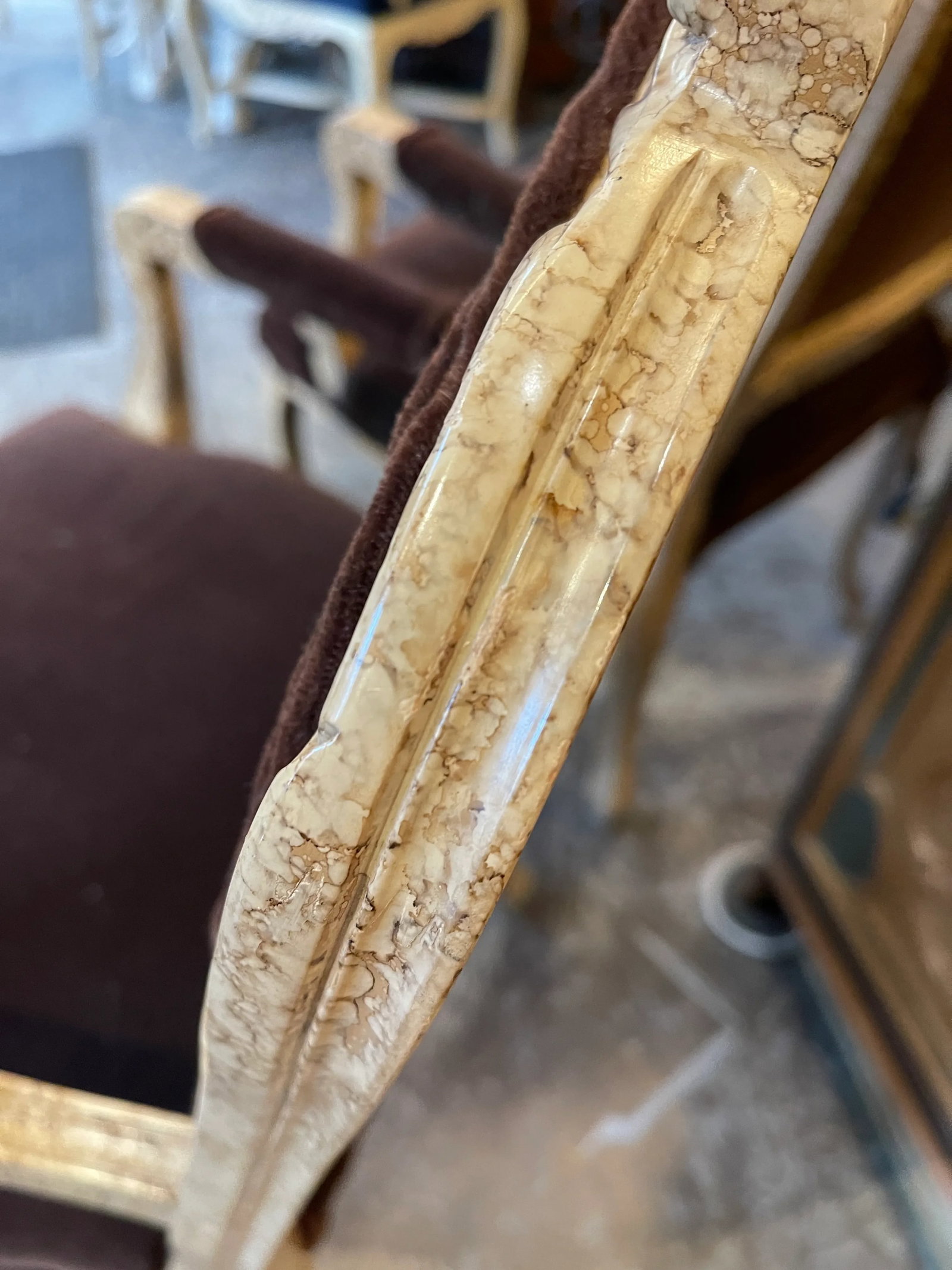 Late 20th Century Italian Made Louis XV Style Armchairs With Faux Finish - a Pair - 7