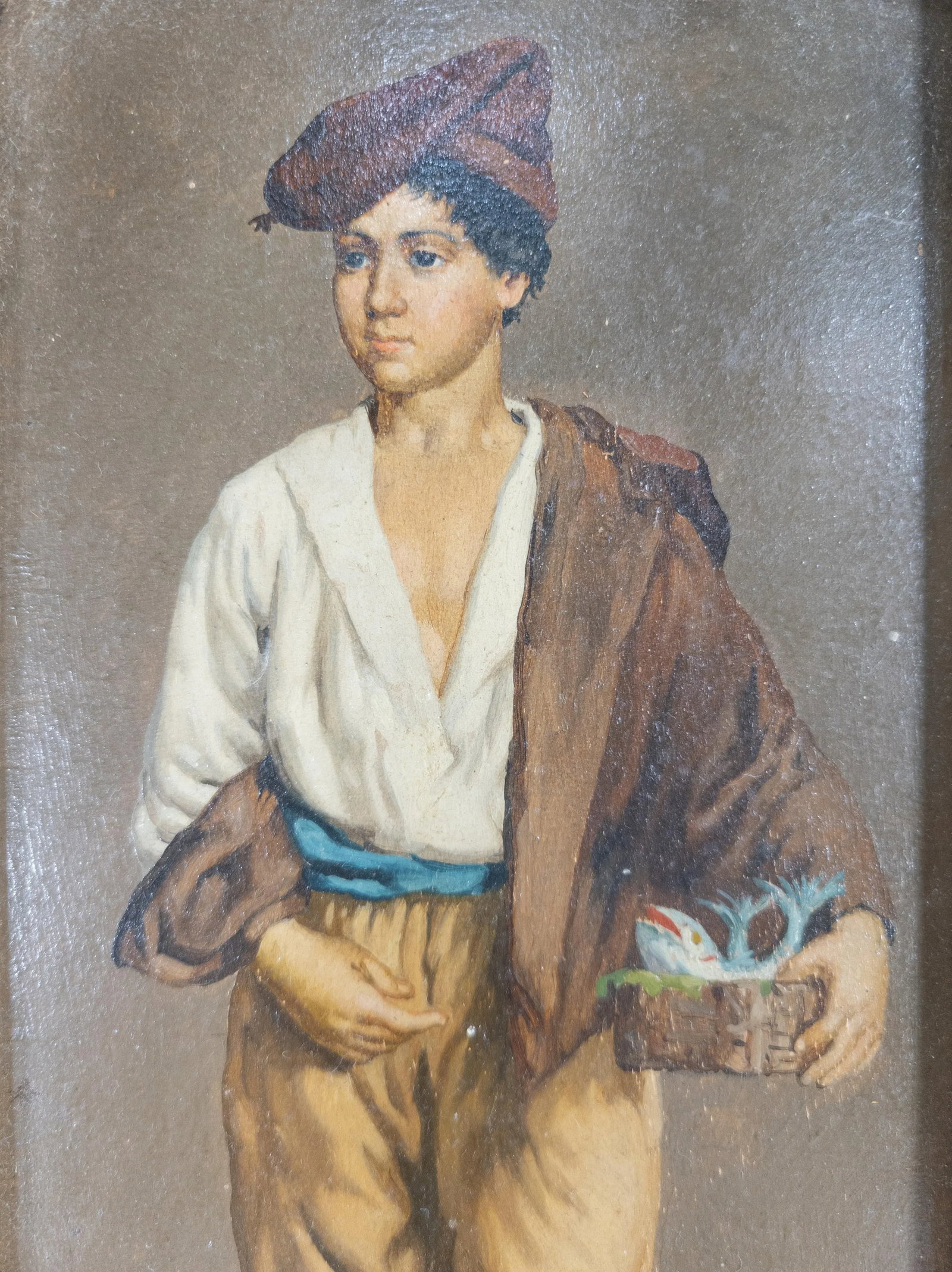 19th Century Italian Oil Painting on Wood Panel of a Young Merchant - 5