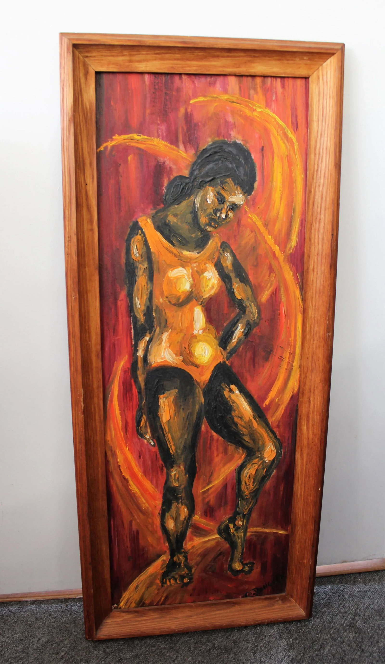 Mid-Century Modern Abstract C. Dengler Vintage Oil Painting of Woman - 2