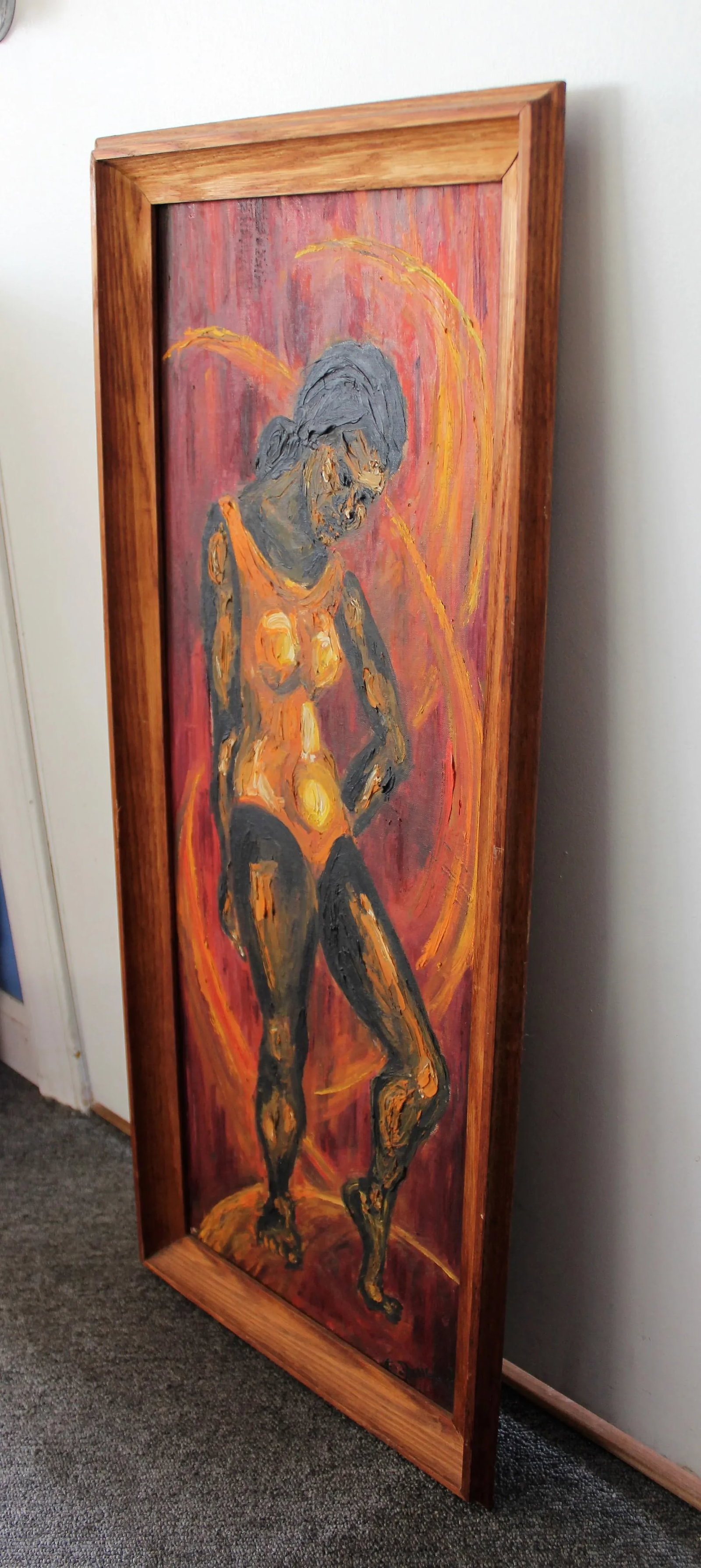 Mid-Century Modern Abstract C. Dengler Vintage Oil Painting of Woman - 3