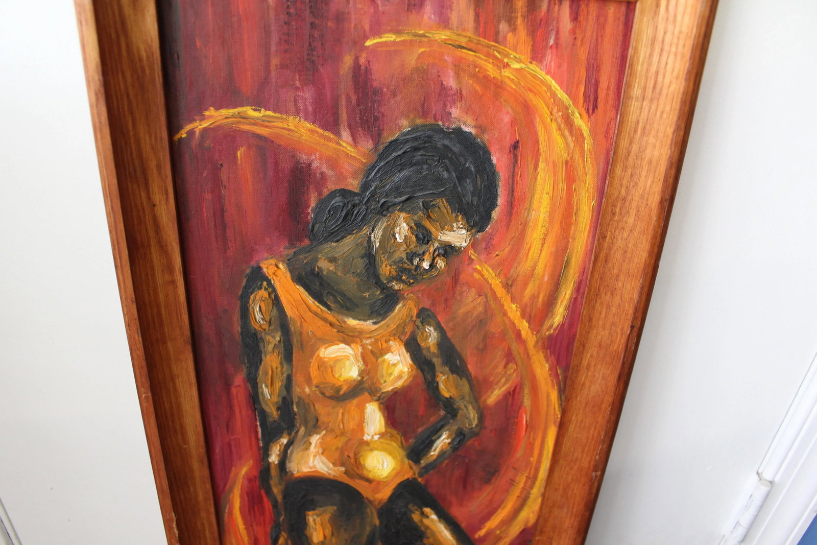 Mid-Century Modern Abstract C. Dengler Vintage Oil Painting of Woman - 4