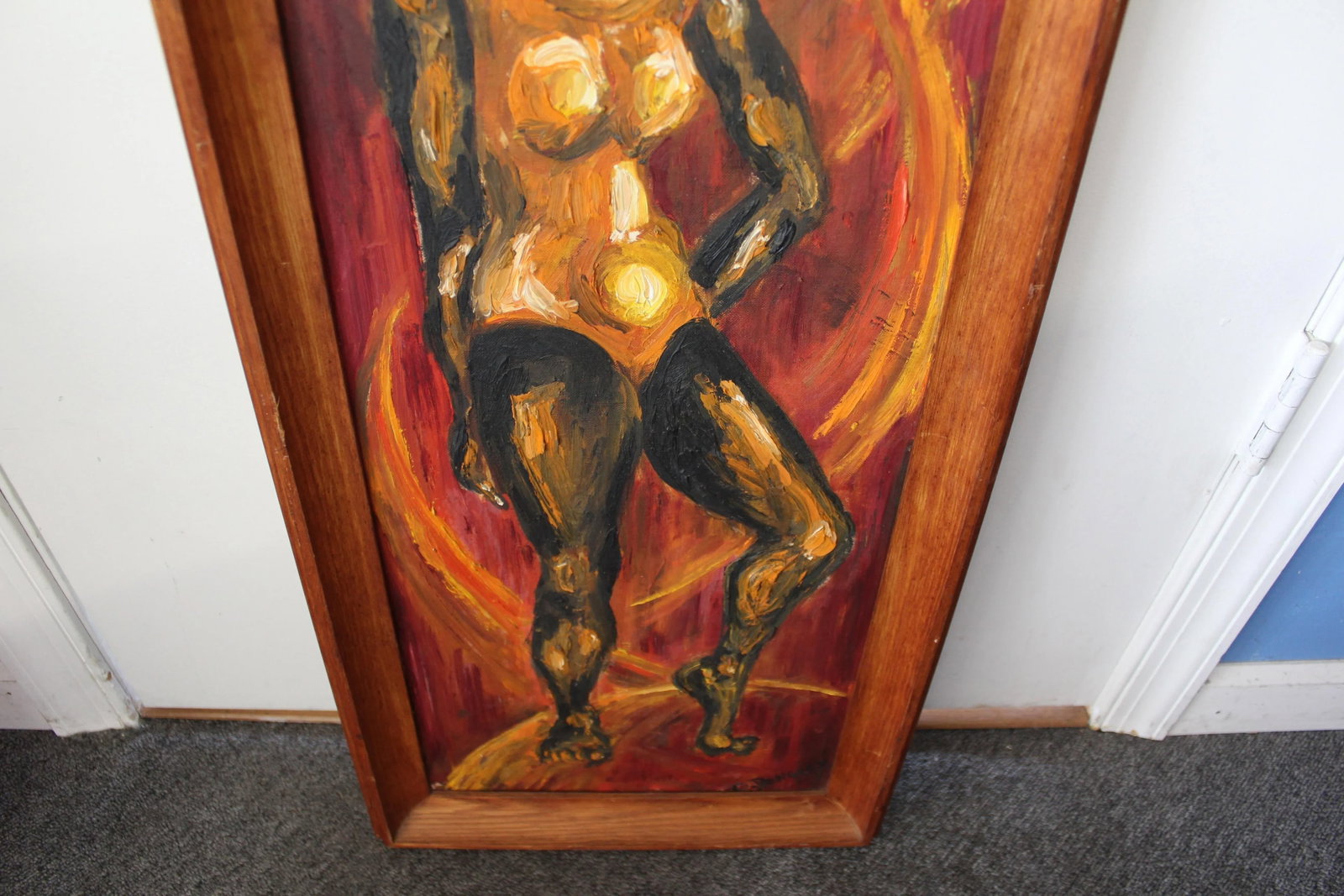 Mid-Century Modern Abstract C. Dengler Vintage Oil Painting of Woman - 5