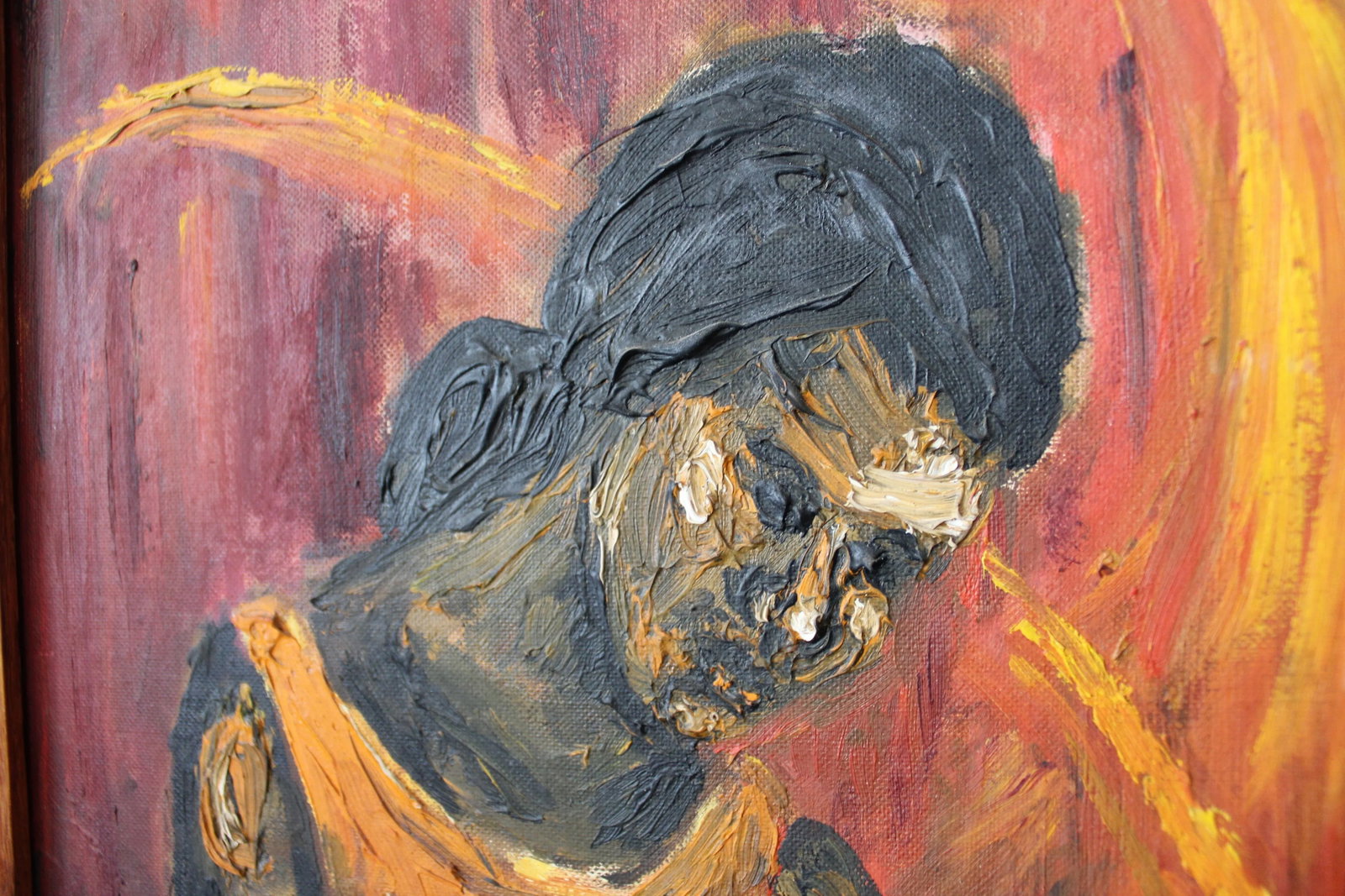 Mid-Century Modern Abstract C. Dengler Vintage Oil Painting of Woman - 6
